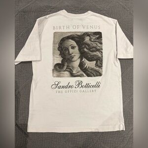 Primark White Short Sleeve Tee with Botticelli Birth of Venus patched on print